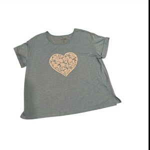 Woman Within Blue Heart Graphic T-Shirt. Size 3x  VGC